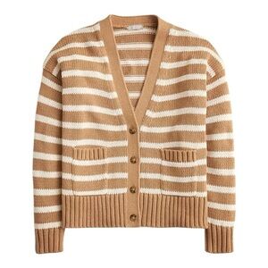 J. Crew Heritage Cotton Relaxed Cardigan Camel Small NWT